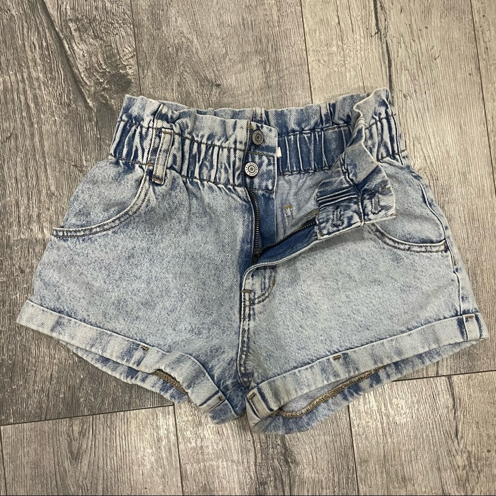 Pacsun small paper bag mom shorts high waisted elastic waist zipup